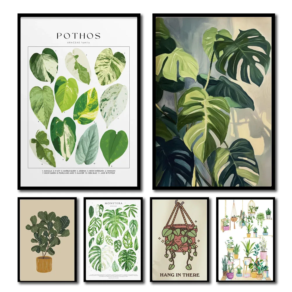 Art Craft House - 1pc Modern Houseplants Leaves Canvas Wall