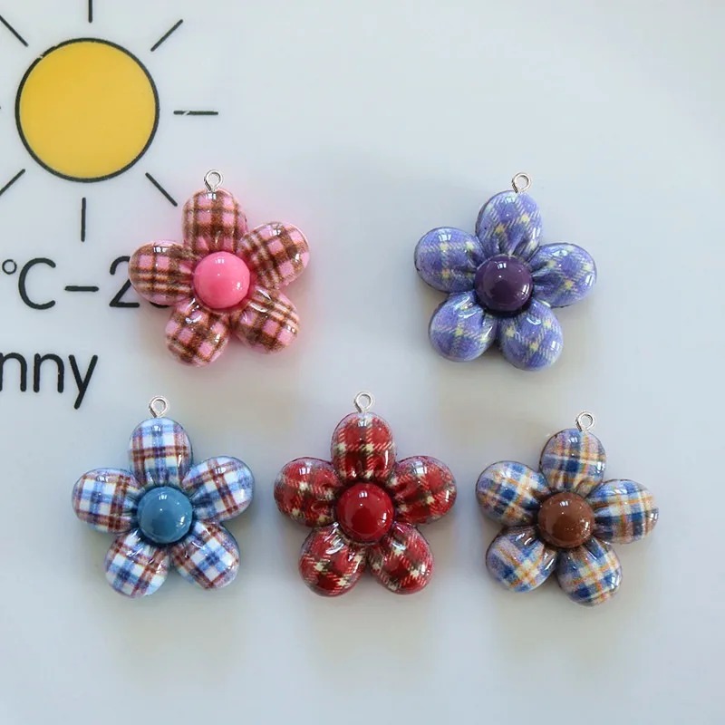 Art Craft Accessories - 10Pcs Sweet Flower Planar Resin Pendant