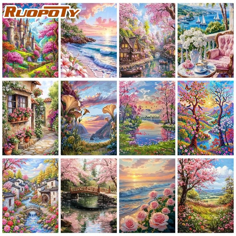 Art Craft Ideas Easy - RUOPOTY Sunset Beach Paint By Numbers