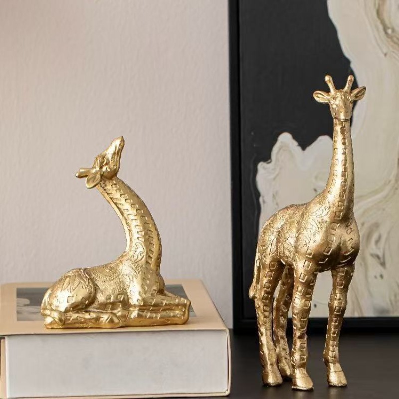 Art Craft Display - 2pcs/set Giraffe Ornament, Golden Statue Art