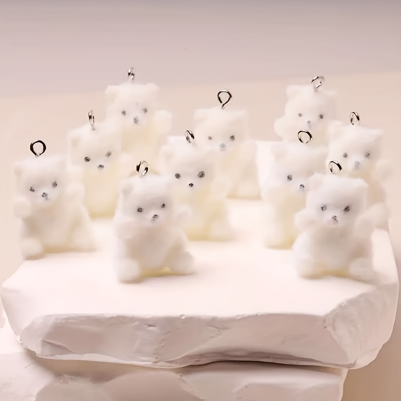 Art Craft Accessories - 6Pcs Polar Bear Resin Charms Christmas