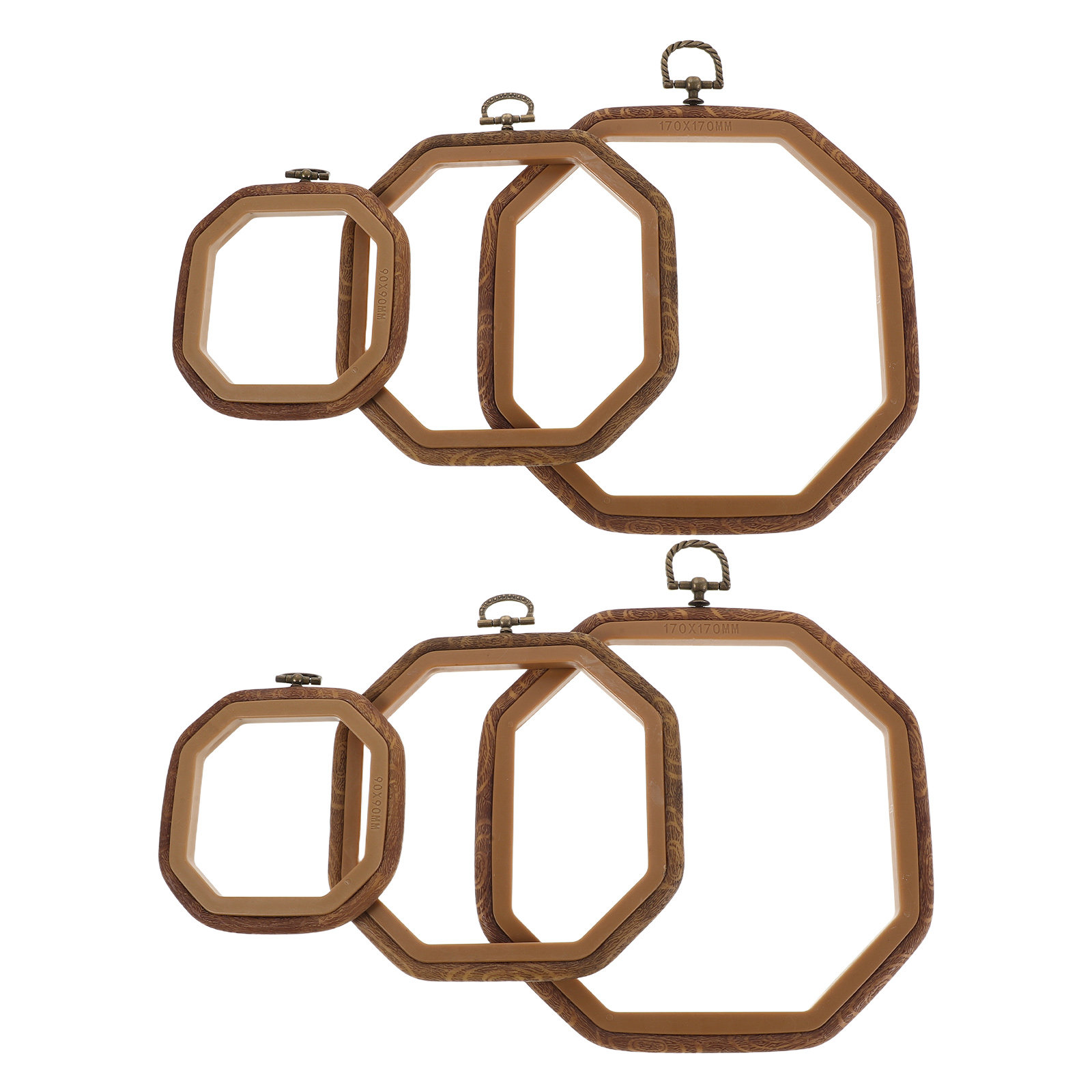 Art Craft Display - 6Pcs Octagonal Imitated Wood Embroidery Hoop