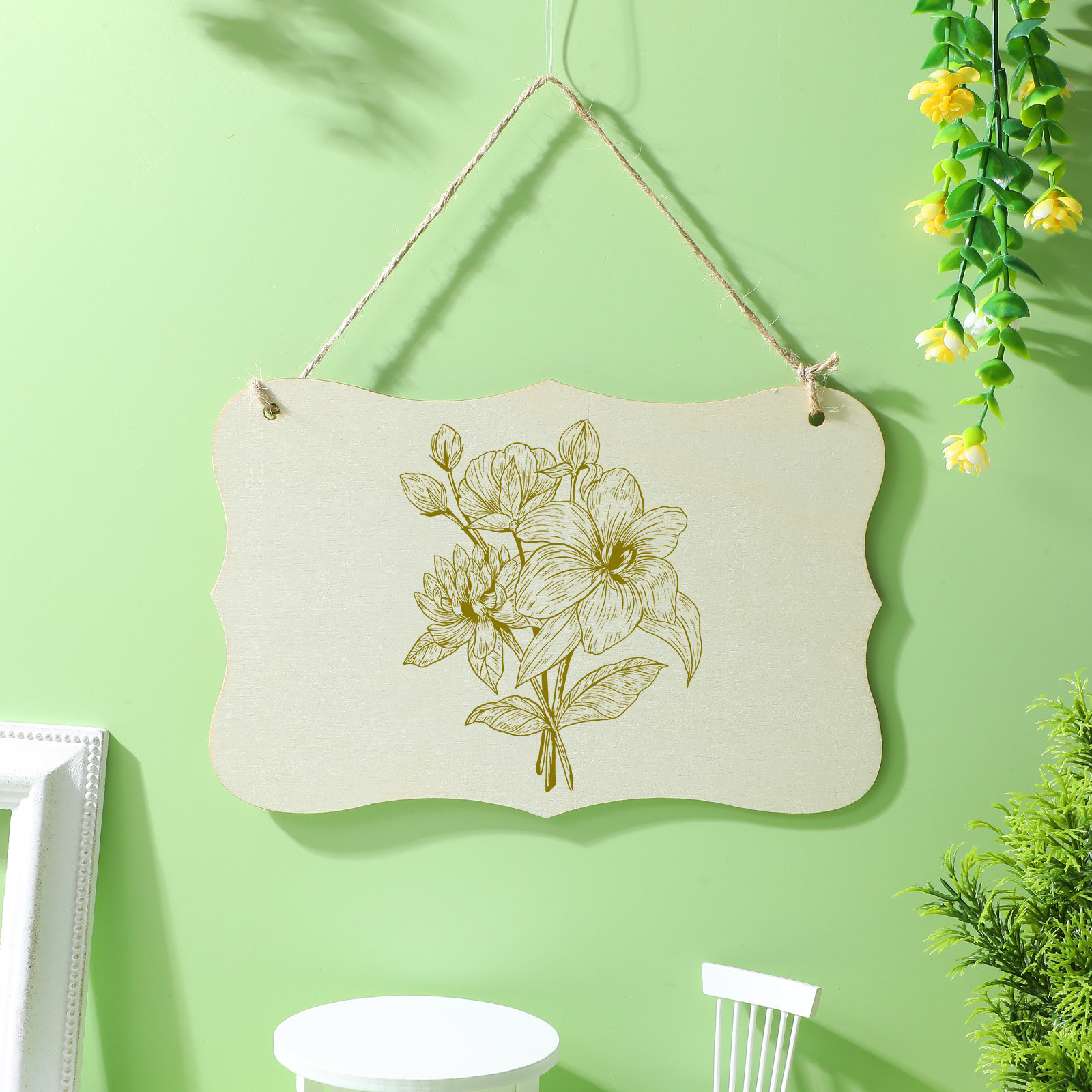 Art Craft Door - 4Pcs Blank Wooden Craft Plaque Hanging