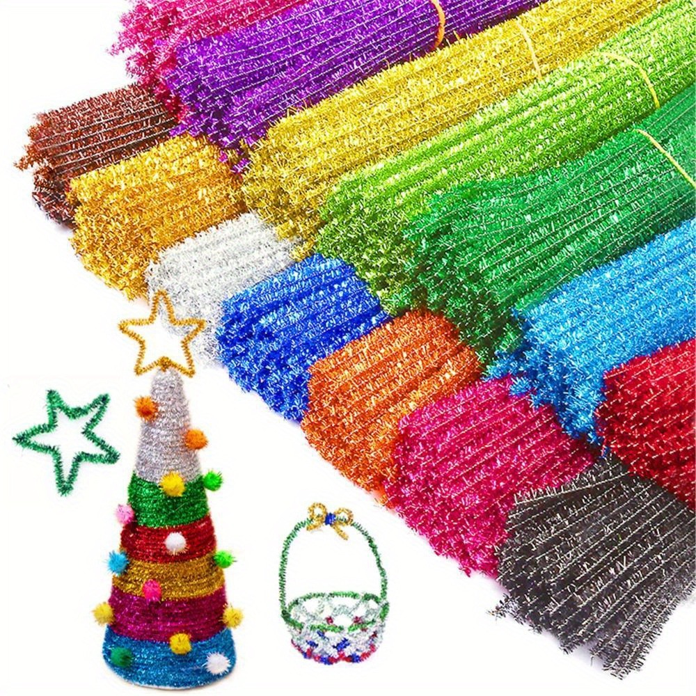 Art Craft House Making - Sparkling Plush Pipe Cleaners 100Pcs 30cm