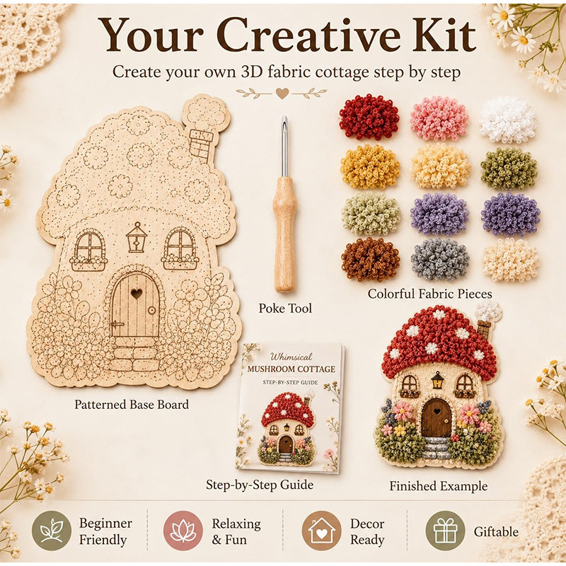 3D Fabric Poke Art Kit Mushroo - огляд і ціна Art Craft Display